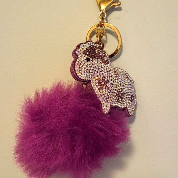 Cheep Faux Fur Ball Pom Pom Key Chain Bag Charm - Picture 2 of 3